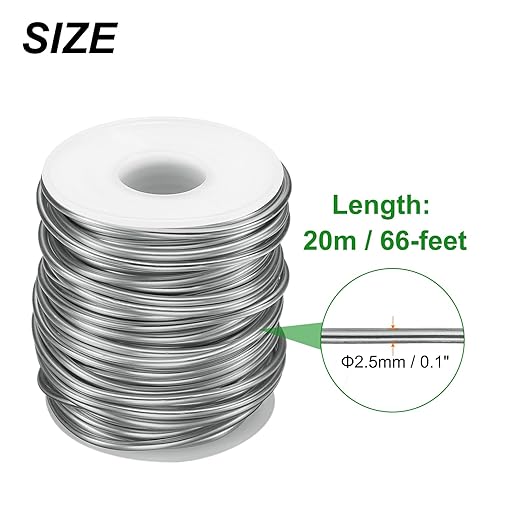 HARFINGTON Bonsai Wire Anodized Aluminum Training Wire Roll 2.5mm/10 Gauge 66ft Length Bendable Bonsai Tree Wire for Garden, Horticulture, Landscape, Planting, Dark Silver