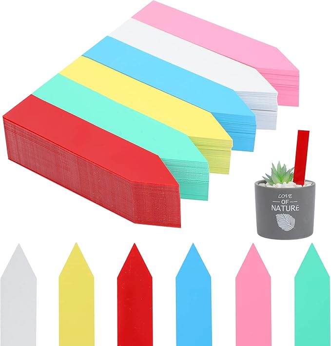 600 Pcs 4" Plant Labels Plastic Waterproof Plant Tags Seed Pot Marker Nursery Garden Seed Stake Tags Plant Classification Sorting Sign Flower Mark Multicolor