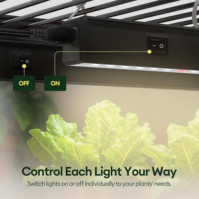 Maygrove T5 Grow Lights for Indoor Plants 2FT, Red-Enhanced Full Spectrum 5000K Grow Light, 60W(4 x 15W), Grow Light Strips for Seed Starting, Greenhouse, High PPFD, Linkable, Black, 4-Pack
