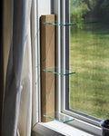 Daniel's Plants 3 Tiered Window Sill Plant Shelf (Real Wood & Glass) | Renter Friendly Window Shelves | Removable Indoor Plant Stand with Hook-and-Loop | Easy Setup | Solid Wood (Prairie Sand)