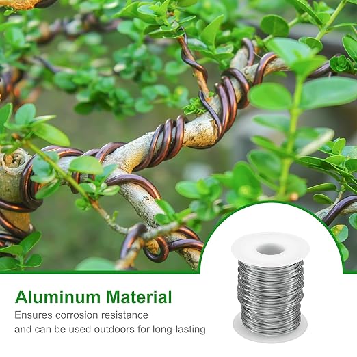 HARFINGTON Bonsai Wire Anodized Aluminum Training Wire Roll 1.5mm/15 Gauge 98ft Length Bendable Bonsai Tree Wire for Garden, Horticulture, Landscape, Planting, Dark Silver
