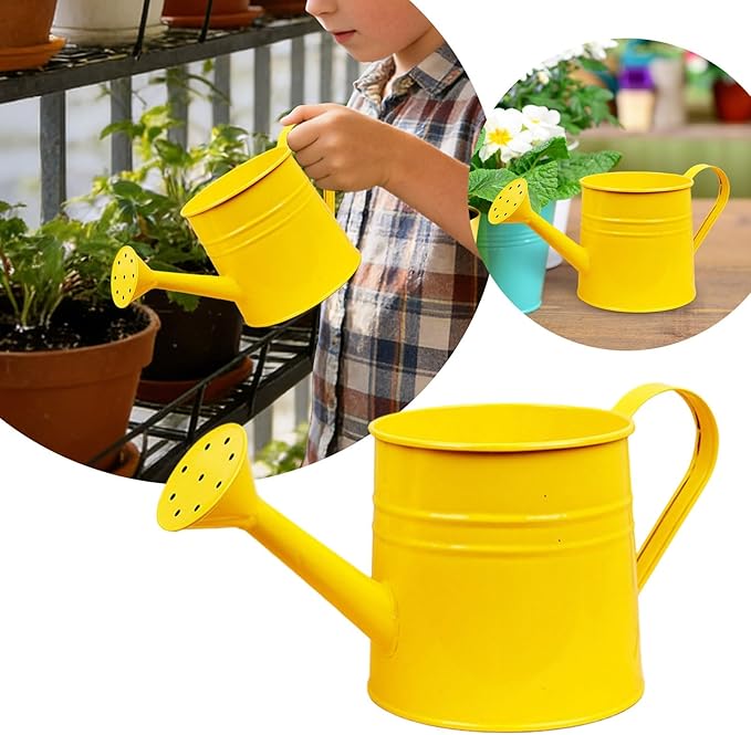 1.6L Watering Can for Indoor Outdoor Plants, Modern Small Watering Cans, Metal Flower Watering Can, Long Spout Watering Can-Colorful Plant Waterer for Indoor Bonsai Plants Garden Flowers (Yellow)