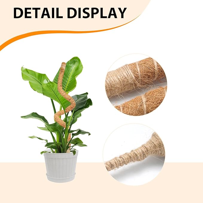 SYOWADA 2Pcs Adjustable Moss Poles for Indoor Plants Upgrade and Reinforcement Bendable 28" Poles Growth Support for Monstera Deliciosa & Tropical Climbers and Most Large Potted Plant