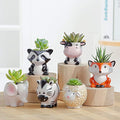 Cute Succulent Planter, Succulent Pots with Drainage Hole Flower Plant Pot Cartoon Ceramic Tiny Pot for Indoor Mini Flower Planters Cactus Container Set of 6