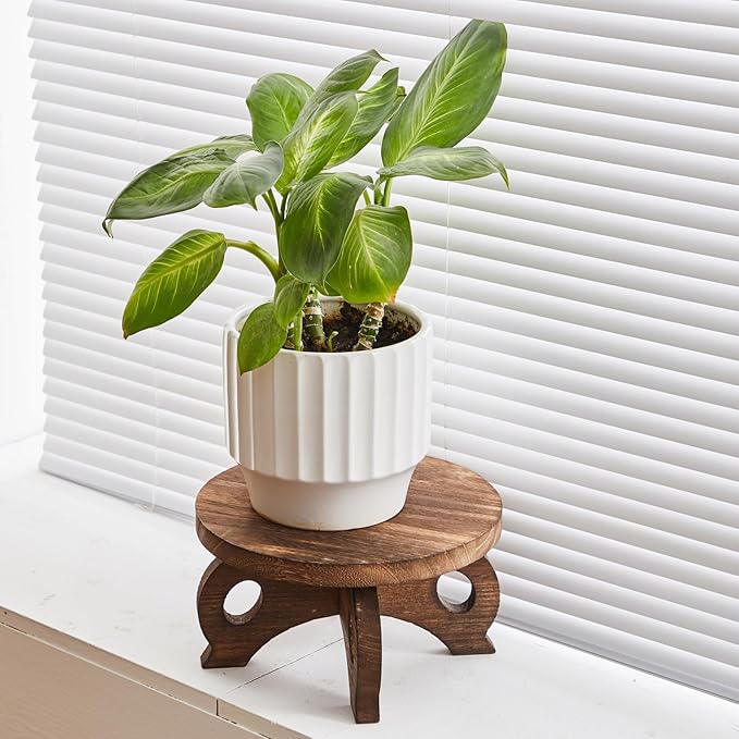 Plant Stand Indoor Round Wood Risers Display Stands Decorative Table for Flowers Stand Indoor Rustic Balcony Decor Pedestal Board Plant Holder Rise