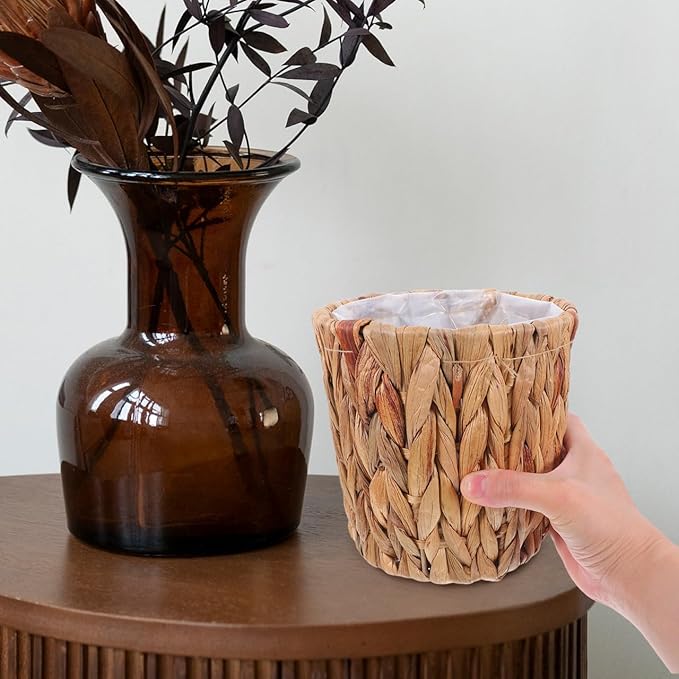 Cabilock Woven Seagrass Planter Basket 6 Inch Indoor Outdoor Plant Pot Cover with Removable Liner Lightweight Breathable Storage for Home Garden Decor