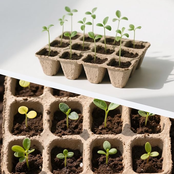 10-Pack Seed Starter Trays – Peat Pots for Seedlings, 120 Biodegradable Seed Starter Pots, Seed Starting Kit with 120 Plant Labels (Large)