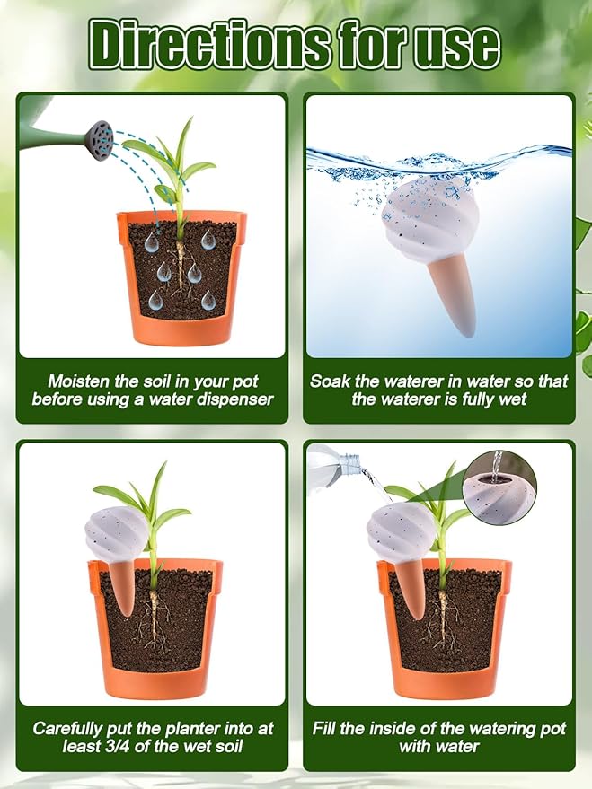 Kalolary 4PCS Plant Watering Globes Self Watering Stakes Terracotta Drip Water Stakes﻿ Irrigation Watering Bulbs for Pot, Indoor, Outdoor, Vacation ﻿(White Conch)