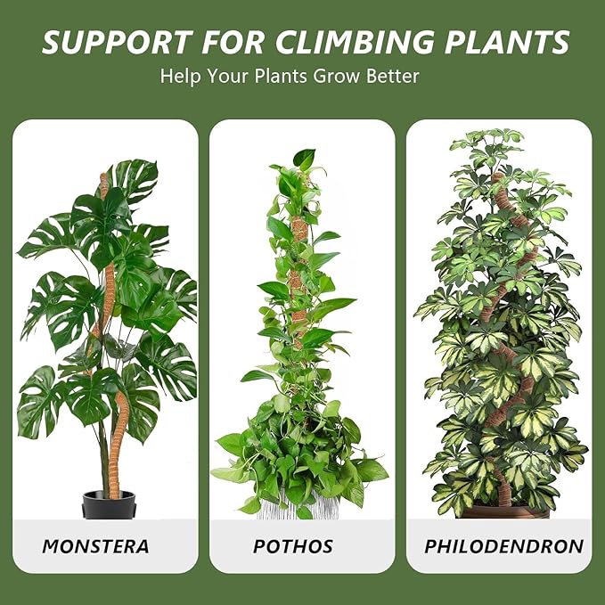 MAFONE Moss Pole, 47 Inch Bendable Moss Pole Plant Support for Monstera for Climbing Plants Indoor, Handmade Coco Coir Plant Pole Sticks Support Stakes