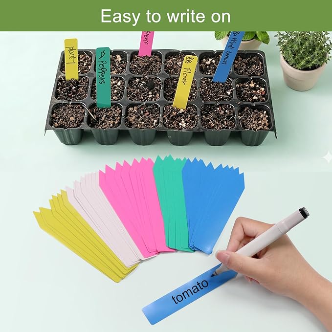 SumDirect 500PCS Plant Labels for Seedlings, 5 Colors, 6 inch Waterproof Plastic Plant Name Tags, Plant Markers for Seed Starting, Garden, Greenhouse
