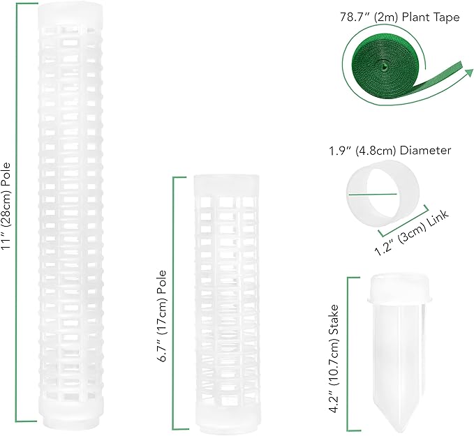 9 PCS Stackable Transparent Plastic Moss Pole for Plants Monstera, Plant Support for Indoor Plants, Indoor Plant Accessories Support Stakes, Plant Stakes for Indoor Plants Plant Pots