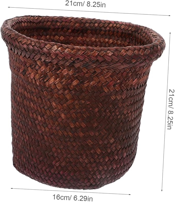DOITOOL Woven Wicker Laundry Basket Seagrass Plant Basket Wicker Basket Planter Rattan Plant Pot Balcony Flower Pot Succulent Planter for Indoor Balcony Garden Fruit Basket 18cm Picnic Basket
