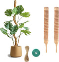 2 Pack Bendable Moss Pole 12 Inch, Monstera Plant Support Stake,Coco Coir Pole Sticks for Indoor Plants,Climbing Potted Plants，Pothos, Philodendron with Plants Ties