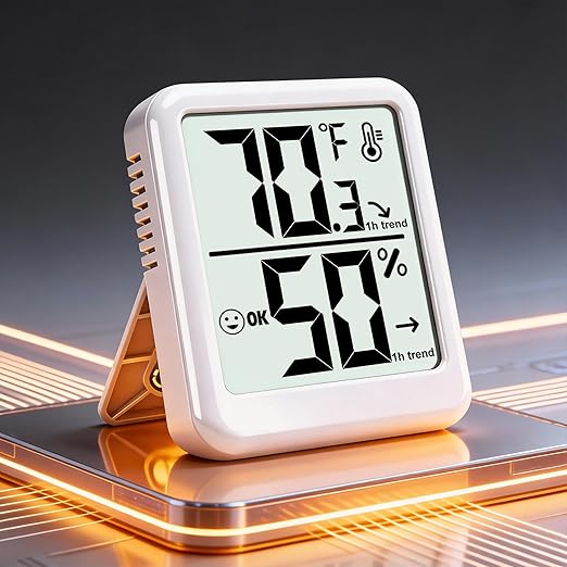 Room Thermometer Indoor Hygrometer Humidity Meter Gauge Digital Temperature and Humidity Sensor Monitor for Home Office House Pets Plants - AAA Battery Included