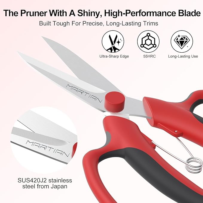 Florist Scissors – Japanese 420 J2 Stainless Steel Blades, Sharp Precision Shears for Flower Arranging, Stem Cutting & Crafting | Ergonomic Grip