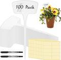 202 Pcs Large Plant Labels Kit 10.63 Inch Include 100 Outdoor White Plastic Plant Tags Waterproof Reusable Markers Stakes 100 PET Films and 2 Marker Pens for Garden Herbs Flowers Pot