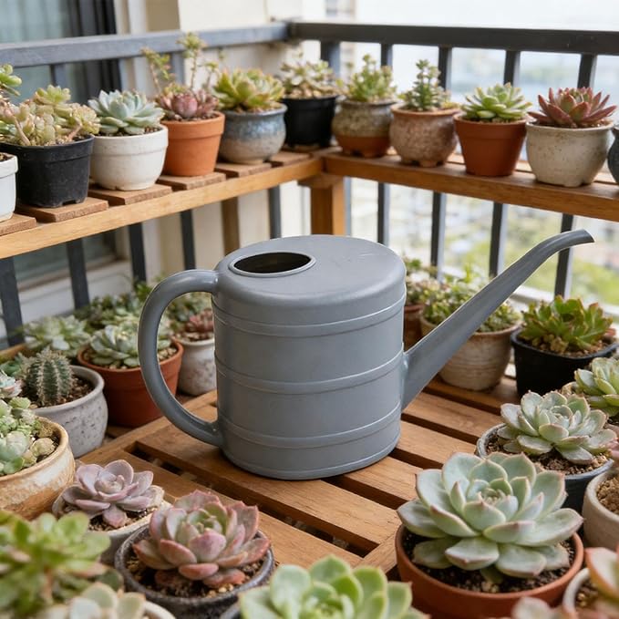 MYCENSE Watering Can Ergonomic Handle Easy to Use 2L Long Spout Water Can Watering Bucket for Flowers Kids Adults Yard Indoor Plants, Gray