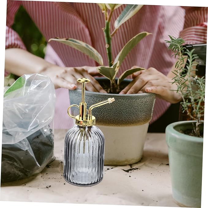 Milisten Vintage Glass Mist Spray Bottle for Indoor Outdoor Plants Large Capacity Watering Sprayer with Transparent Design and Retro Pump Plant Mister for Home Gardening and Gifts