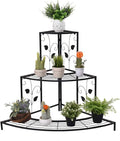 S AFSTAR Corner Plant Stand, 3-Tier Mental Plant Stand, Plant Flower Pot Display Rack, Pot Holder Shelf, Rustproof Ladder Potted Shelf, Outdoor Plant Stands for Patio Garden Yard Balcony (Black)
