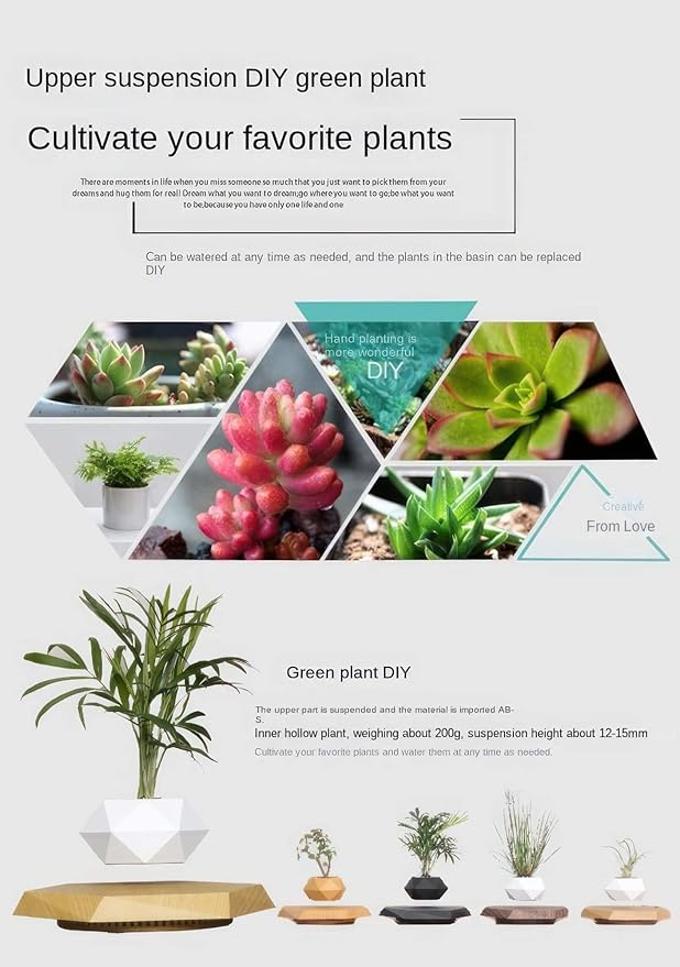 Magnetic Levitation Planter,Floating Plant Pot - Levitation Air Bonsai Pot , Innovative Technology Levitation Planting, Magnetic Levitation Potted Plant Home Decoration, Good Choice For Gift " ( Color