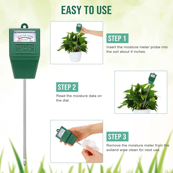 6 Pack Soil Moisture Meter Soil Tester pH Meter, Gardening Farm Lawn Test Kit Tool, Digital Plant Probe, Water Hydrometer for Indoor Outdoor, No Battery Required