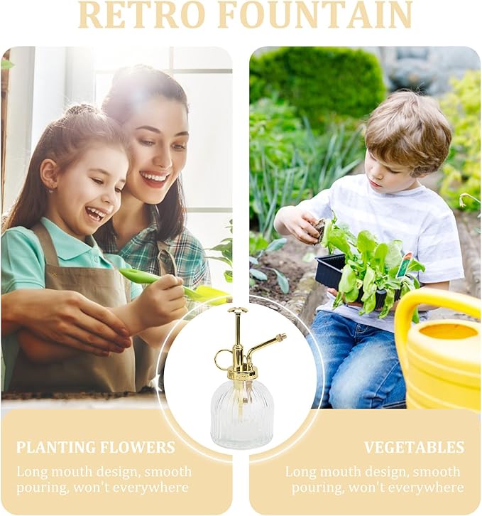 Alasum Glass Watering Kettle with Long Spout Transparent Large Capacity Mister for Indoor Outdoor Succulents Herbs Gardening Portable Mist Spray Bottle for Home and Garden