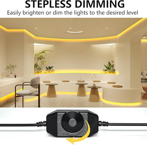 10ft Warm White LED Strip Lights,12V Dimmable Tape Lighting with Infrared Remote,SMD 2835 LEDs Adhesive Ribbon Light,Connectable