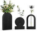 TBWIND Wooden Wall Vases Set of 3, Modern Farmhouse Arch Propagation Station with Glass Planter Tubes, Boho Fluted Hanging Decor for Entryway, Living Room & Narrow Spaces Black