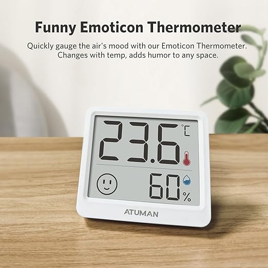 ATuMan Mini Digital Hygrometer Indoor Thermometer with Temperature and Humidity Monitor for Bedroom, Reptile Tank, Guitar Case, Greenhouse and Cellar Closet, Fahrenheit or Degree Celsius