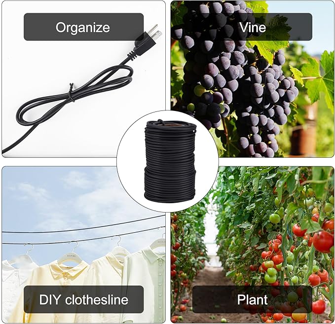 TELENT OUTDOORS 101 Feet Black Plant Twist Ties, Soft Plant ties for Vine Support, 3mm TPR Flexible Garden Tie for Plants Gardening Office Home Use