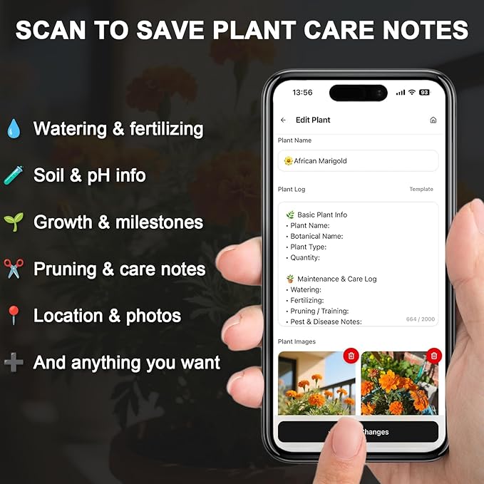 QR Plant Labels, Scan-to-Record Plant Care Tracker, 304 Stainless Steel Outdoor Waterproof Garden Tags Markers for Seeds and Herbs, 10 pcs