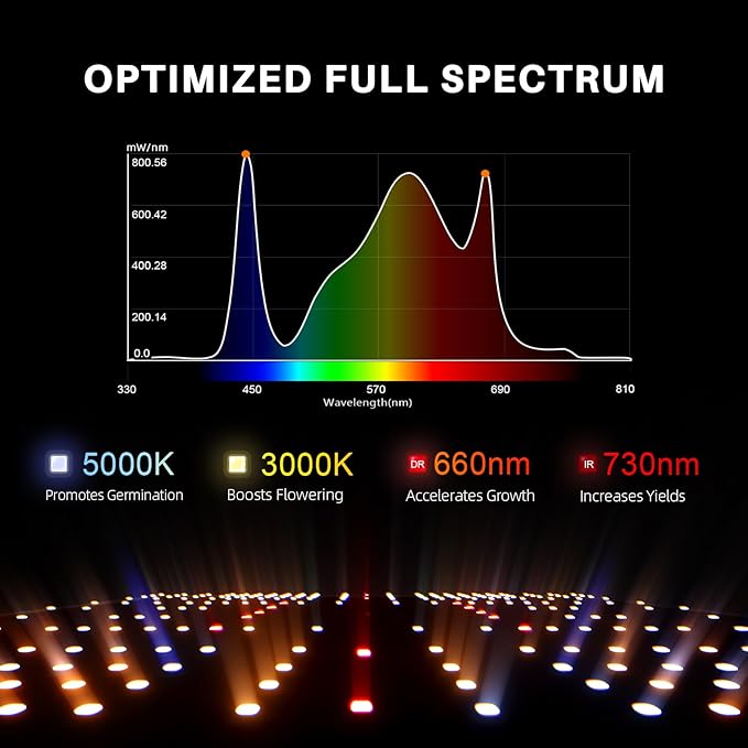 Spider Farmer SF2000 200W LED Grow Light for Indoor Plants, Upgraded High Efficiency LEDs, Dimmable Full Spectrum High PPFD, Deep Penetration for Seed Starting/Vegetables/Bloom in 2x4 Grow Tent