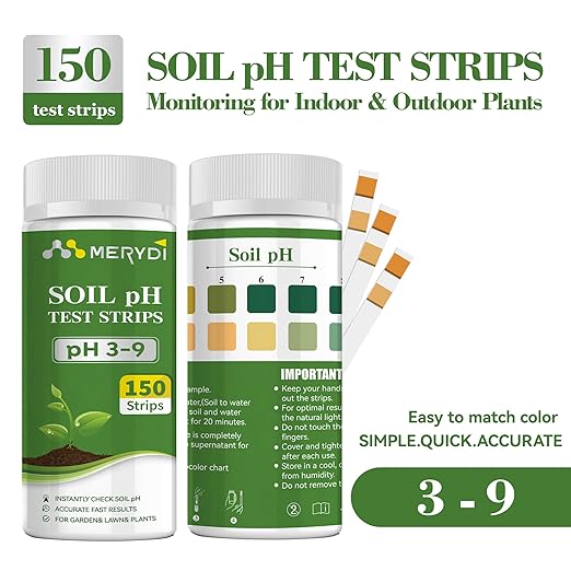 Soil pH Test Kit,150 Test Strips(3-9 Range) for Testing Garden, Lawn,Vegetable Flower Beds,Gardening Dirt Yard,Quick Easy Soil pH Monitoring for Indoor Outdoor Plants