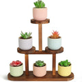 3 Tier Wood Table Top Plant Stand,Small Windowsill Plant Shelf Desk Succulent Stands, Mini Flower Stand Holer Rack for Desktop,Countertop,Window,Kitchen,Office ,Corner,Round,Narrow,Walnut Color