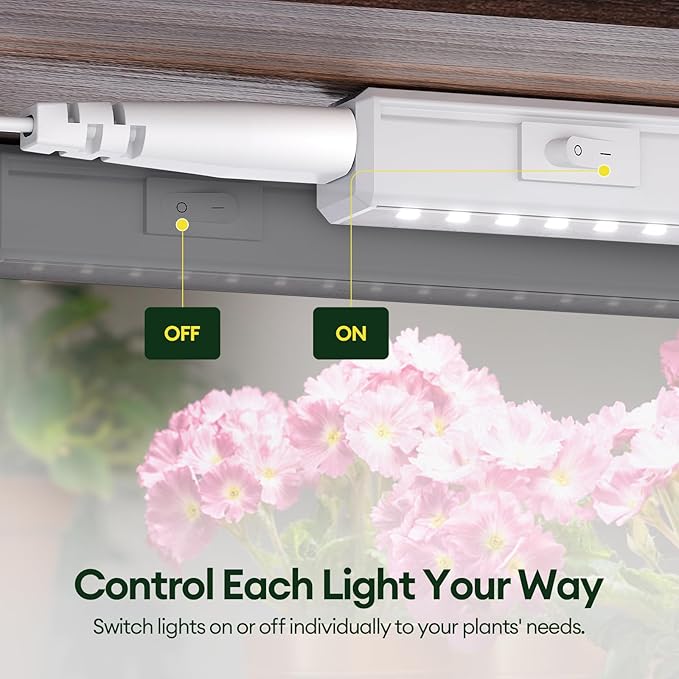 Maygrove Grow Lights for Indoor Plants, Sunlike Full Spectrum 5000K 1FT LED Growing Lamp 28W (4 x 7W), T5 Grow Light Strip for Seed Starting, Vegetables, Linkable, White, 4-Pack