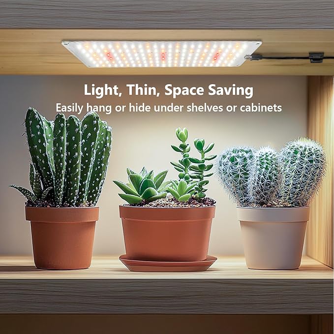 Aumtrly Grow Lights for Indoor Plants, Full Spectrum Under Shelf Plant Lights for Growing Seedling, Light and Thin 138 LED Grow Lamp Panel with 6/12/16H Timer, 3 Light Modes, 5 Dimmable