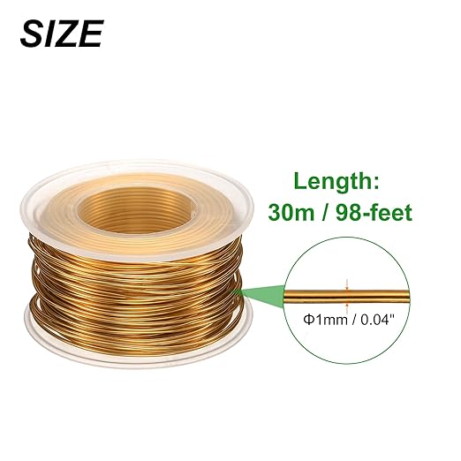 HARFINGTON Bonsai Wire Anodized Aluminum Training Wire Roll 1mm/18 Gauge 98ft Length Bendable Bonsai Tree Wire for Garden, Horticulture, Landscape, Planting, Golden