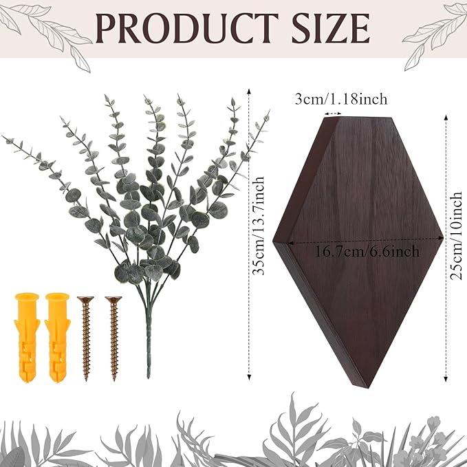 Chunful 2 Pcs Wooden Wall Planter Decor Hanging Faux Plants Greenery Flowers Holder Vase Boxes for Wall Bohemian Farmhouse Room Kitchen Office Indoor Decoration(Brown,9.8 x 6.6 x 1.2 Inches)