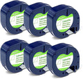 Replace for DYMO Label Maker Refills LetraTag White Paper 91330 10697 LT Refill Tape for DYMO Letra Tag LT 100H LT-100T Plus 200B QX50 Labeler, 12mm x 4m 1/2'' x 13', 6-Pack