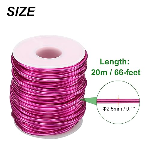 HARFINGTON Bonsai Wire Anodized Aluminum Training Wire Roll 2.5mm/10 Gauge 66ft Length Bendable Bonsai Tree Wire for Garden, Horticulture, Landscape, Planting, Rose Red