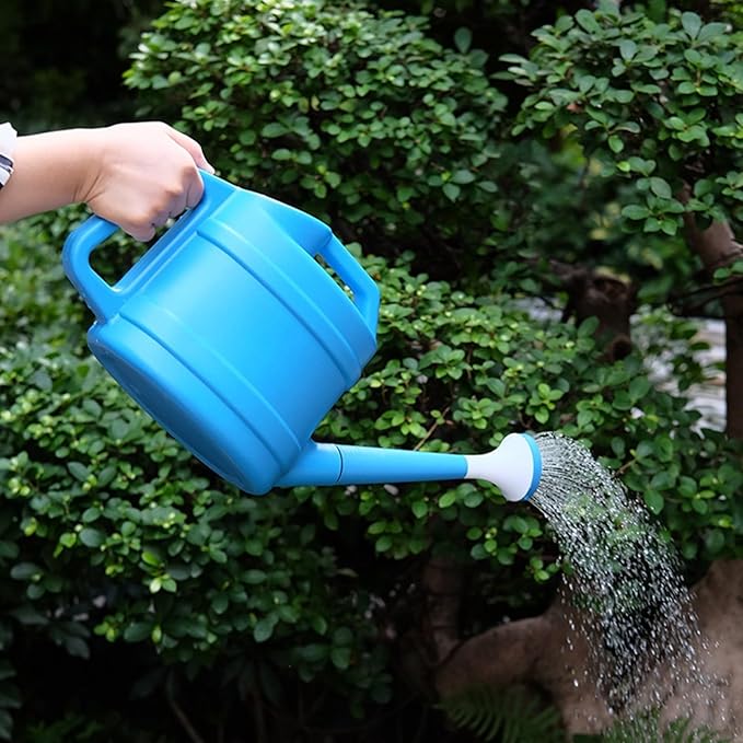 2 Gallon Watering Can, Watering Can for Outdoor Plants with Removable Long Spout, Large Plastic Watering Can for Indoor Outdoor Garden Flowers Plants (Blue)