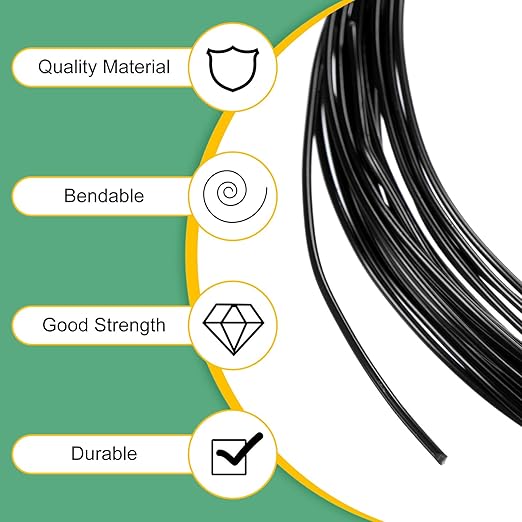 M METERXITY 2-Rolls 1mm Bonsai Training Wire, 32.8 Feet Total Anodized Aluminum Bonsai Wires for Bonsai Tree Shaping/Branches Fixing/Trunk Holding/DIY Crafting [16.4ft Each, Black]