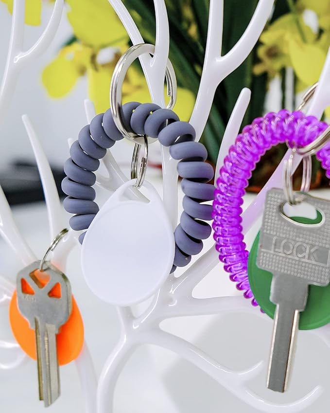 Uniclife 1.5 Inch Colorful Key Tags for Labeling Writable Round Plastic Key Chain Tags with Split Rings Sturdy Item Identifiers in 7 Assorted Colors, 50 Pack
