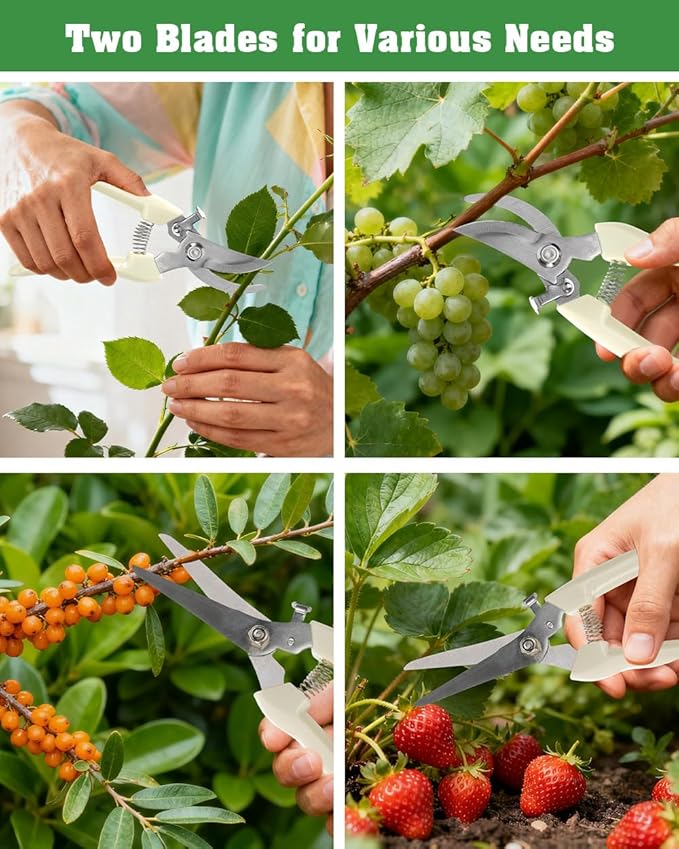 EWPJDK 4 Pack Garden Shears, Stainless Steel Shears Gardening Tools, Scissors, Garden Clippers, Pruning Shears (White)