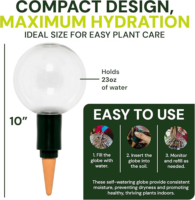 Blumat Clear Globes Single Pack - Automatic Watering Stake with a Beautiful Look