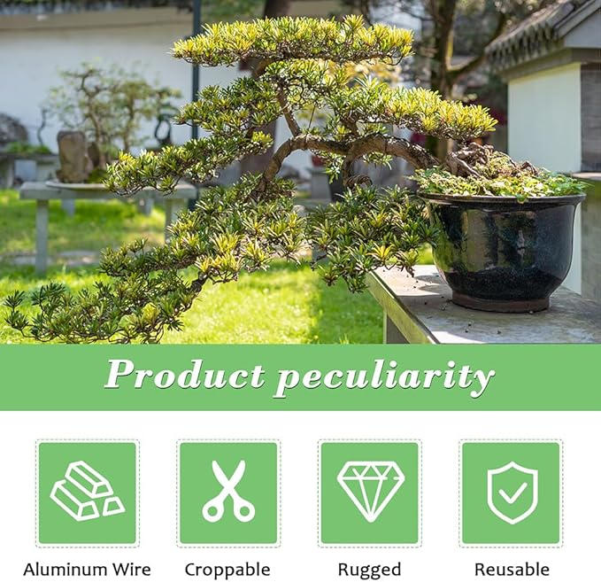 LOQJSS 4 Roll Bonsai Wire,Bonsai Training Wire with Wire Cutter,Anodized Aluminum Bonsai Training Wire,Bonsai Tree Wire Bonsai Wire Craft for Bonsai Trees Indoor Garden DIY Tools