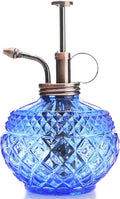 Plant Mister- Blue Color Glass Bottle & Brass Sprayer (Antique Copper)