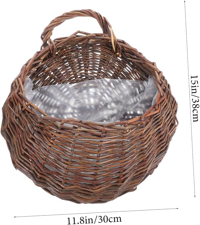 Wall Hanging Flower Pot Small Woven Baskets Wall Planter Basket Seagrass Plant Pot Seagrass Planter Rattan Wall Planter Plant Pots Indoor Nest Shape Basket Wicker Storage Box Rural
