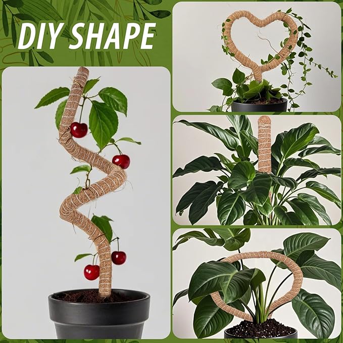 2 Pack Moss Pole, 28 Inch Monstera Plant Support, Moss Poles for Climbing Indoor Plants, Bendable Coco Coir Plant Support Stakes for Potted Plants, Pothos, Philodendron