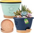 gegemaoyi Plastic Plant Pots 10 Inch Set of 4, Self Watering Pots with Drainage Holes, Saucer & Reservoir, Flower Pots for Indoor/Outdoor Plants, Decorative Nursery Planting Pots (Multicolor)